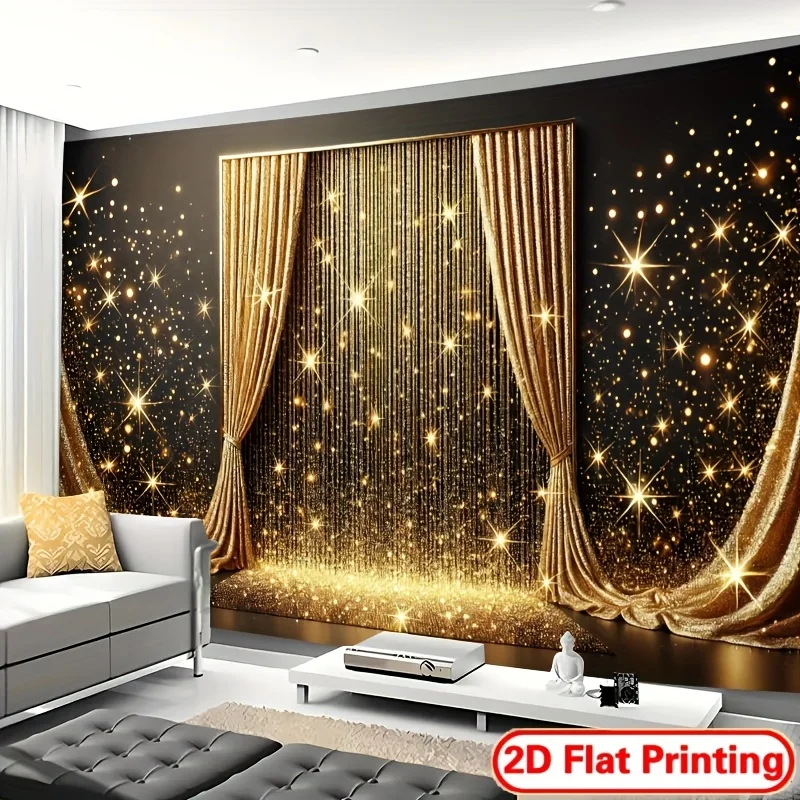 Golden Curtain Sparkle Starry Night Luxury Stage Backdrop Glamorous Event Party Wedding Reception Photo Booth Decor Wall Hanging
