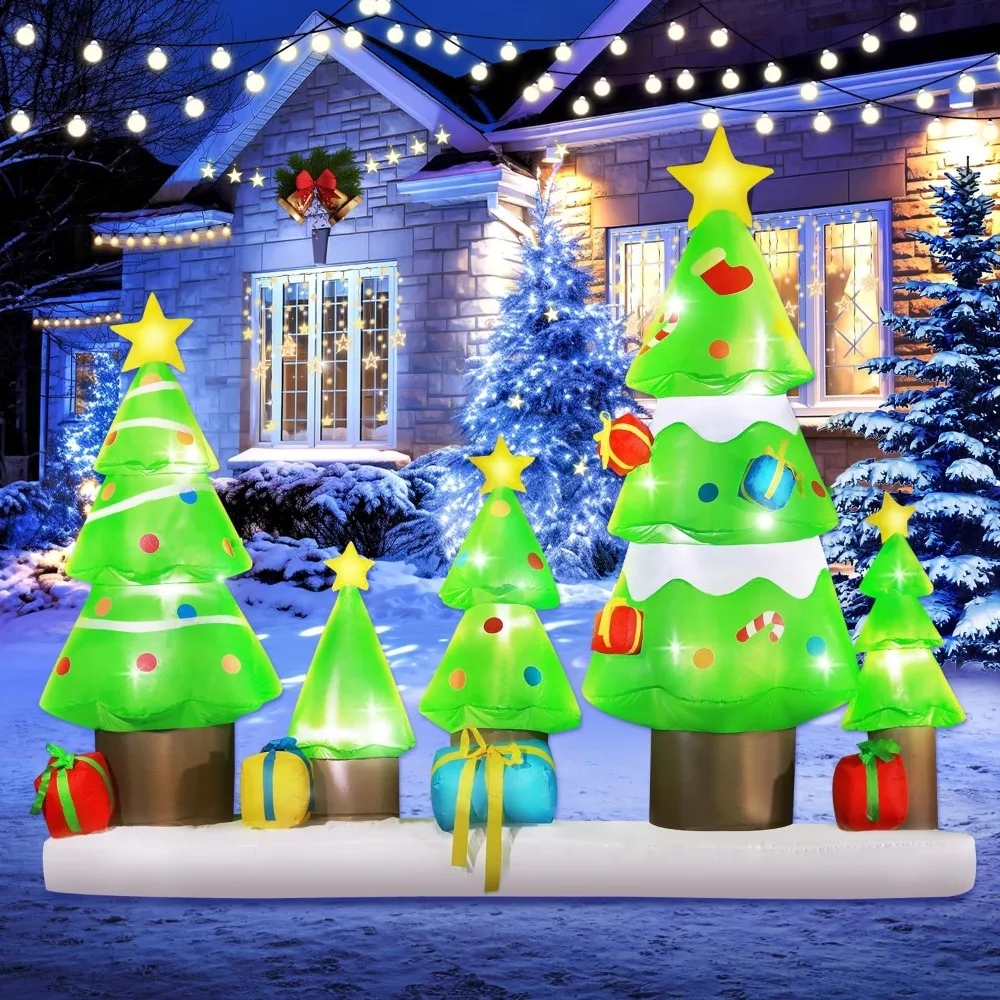 

9 FT Long Huge Christmas Inflatable Tree,Gift Boxes, LED Lights ,Blow Up Yard Holiday Decorations.