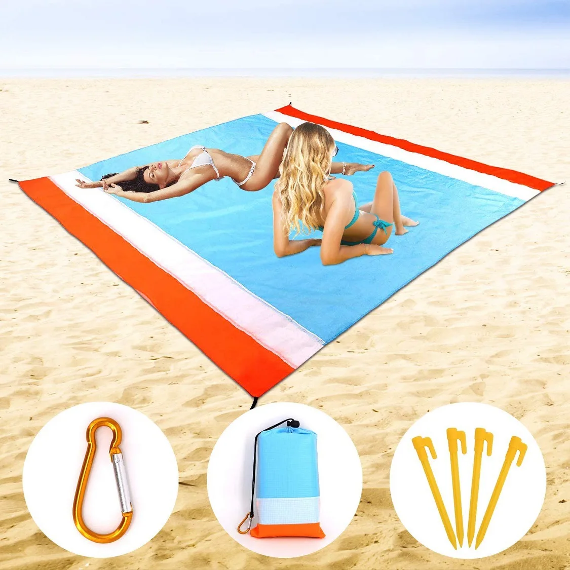 Estera de playa de bolsillo impermeable de 2x2,1 m, manta, colchón plegable para acampar, estera ligera portátil, estera de pícnic al aire libre, toalla de playa de arena