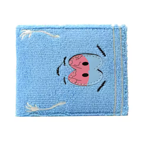 High Quality Funny Cute Cartoon Towel Character Bi-Fold Wallet with Zipper Coin Pocket Short Purse