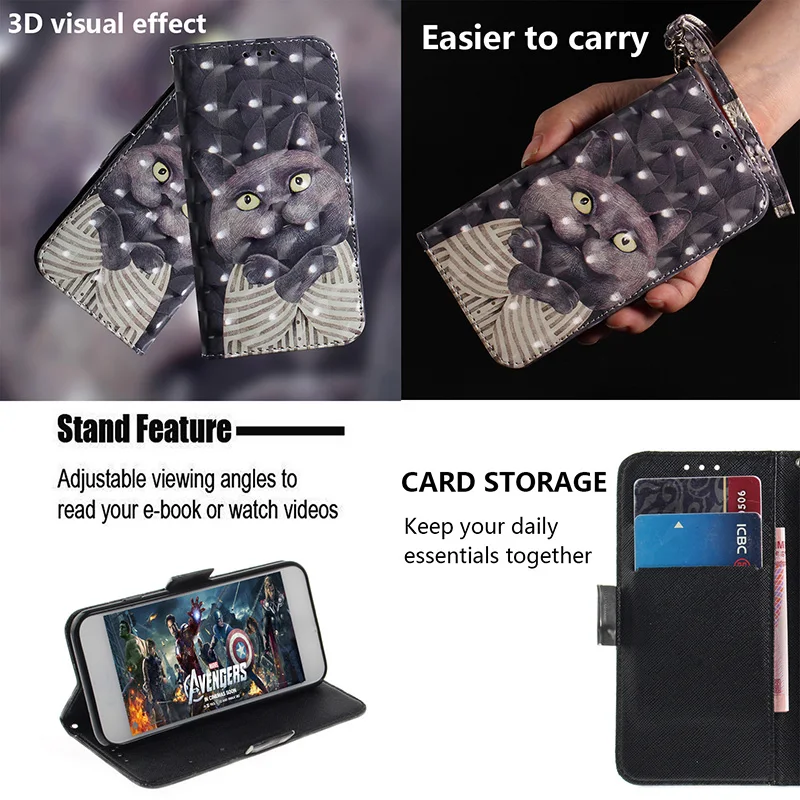 Painted Flip Leather Magnetic Case For Samsung Galaxy A21S a20s a21 11 80 90 A9 A7 A8 a6 Plus A5 A3 2017 2018 Phone Cover
