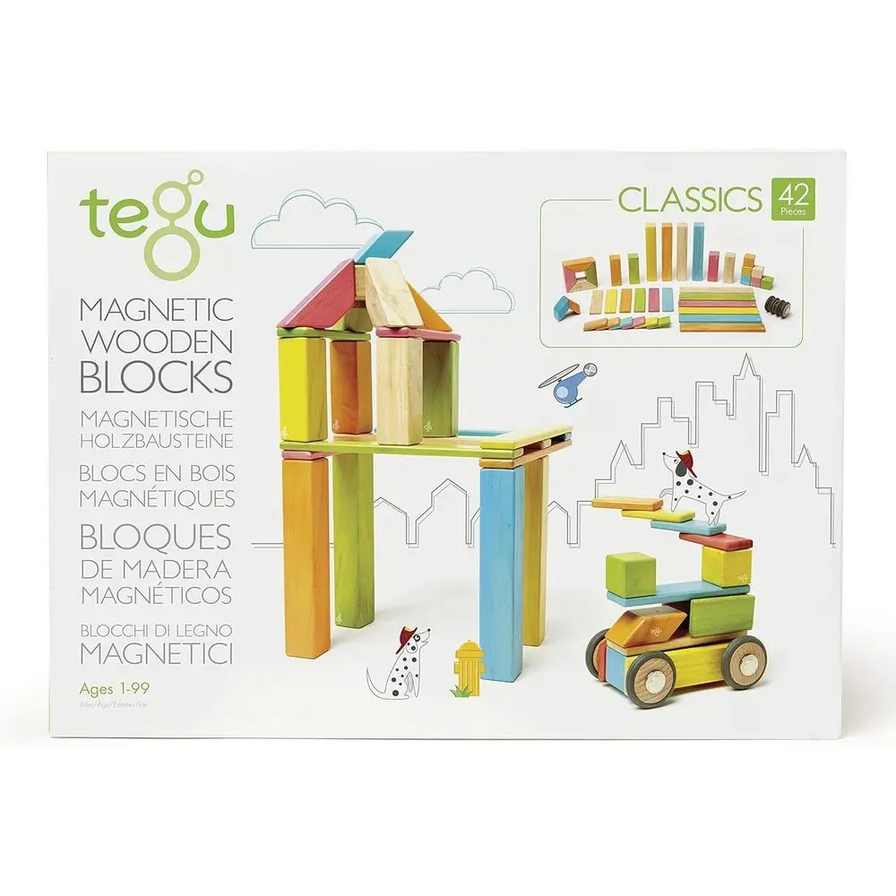42-Piece Tegu Magnetic Wood Block Set, Tints, Suitable for Ages 1 to 99