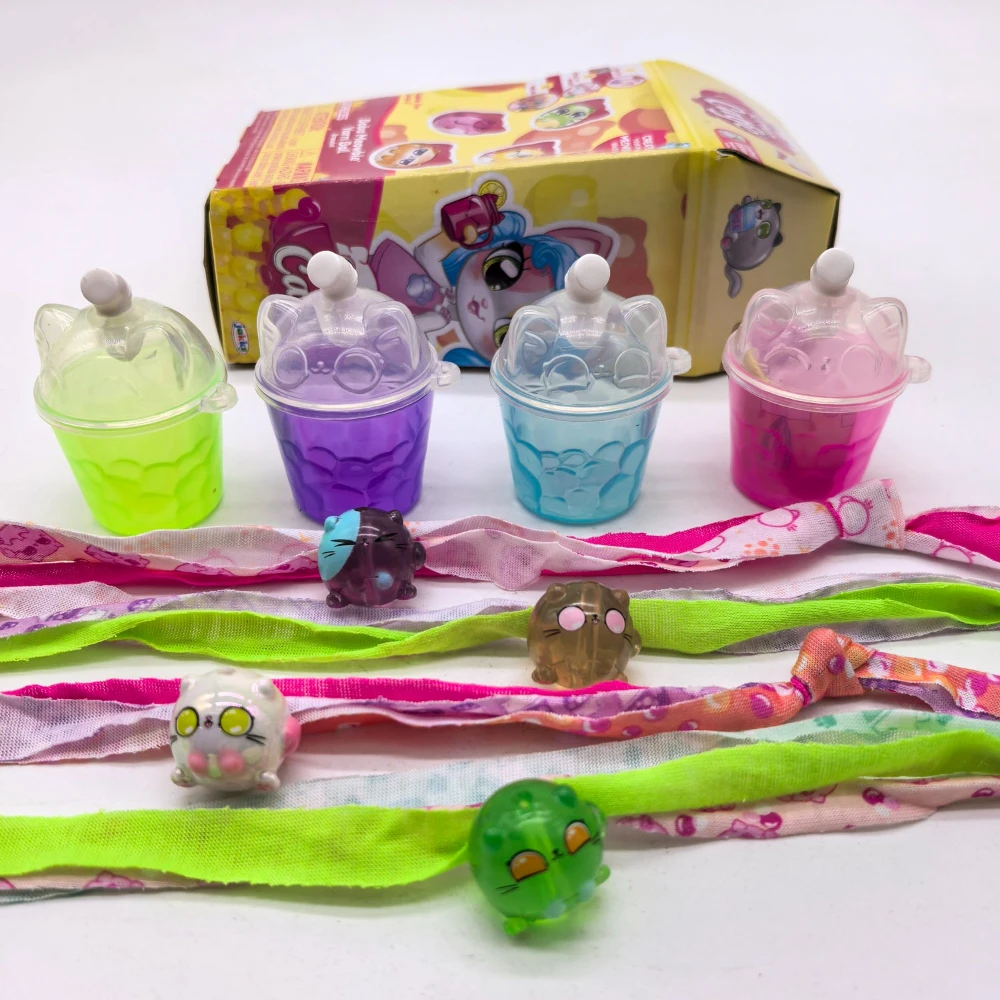 Gatito Catfe Boba Meowble DIY pulsera caja ciega Bubble Tea Series 2 pulsera hilo bola artesanía Kit caja misteriosa para regalo de niños
