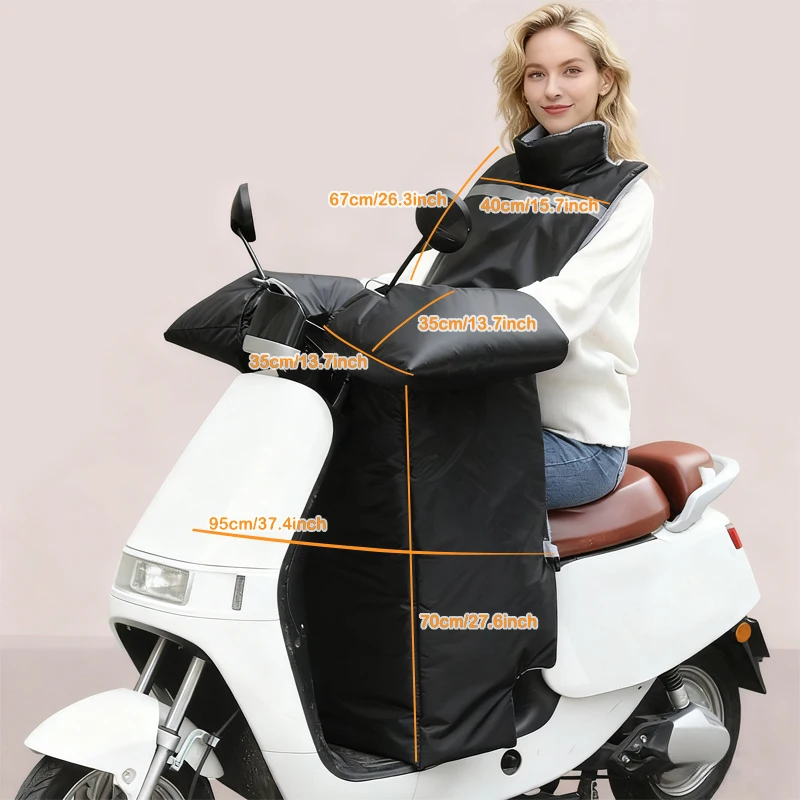 1pc Winter Motorcycle Windshield Cover With Handlebar Cover Electric Bike Windscreen Protector Knee Warmth One-Piece Design