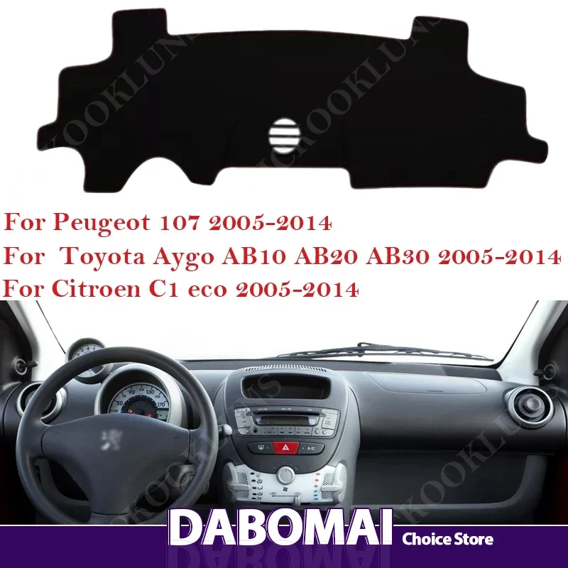 Dashboard Cover Anti-Slip Mat Pad Sunshade Dashmat Protect Car Accessories for Peugeot 107 Toyota Aygo Citroen C1 2005 ~ 2014