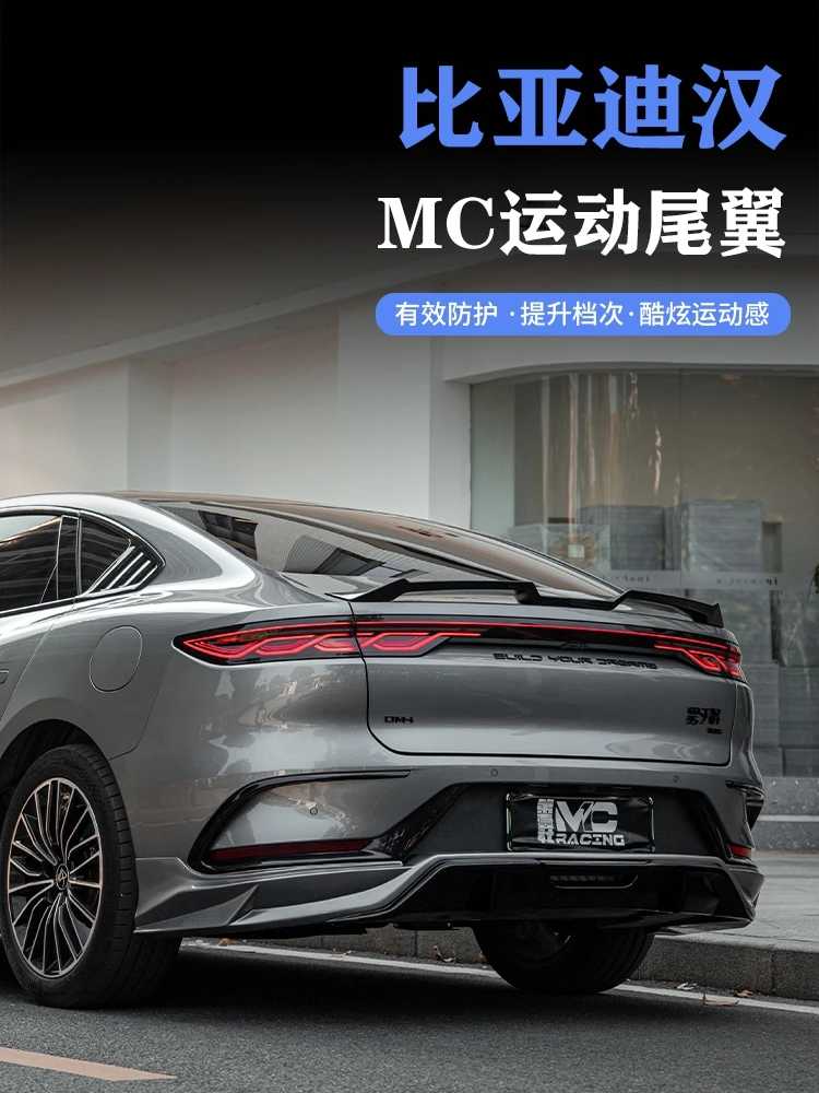 

Для BYD Han EV DMI аксессуары Han 2022 2023 2024 2025 спойлер модифицированный задний верхний спойлер крыло самолета фиксированные ветровые крылья