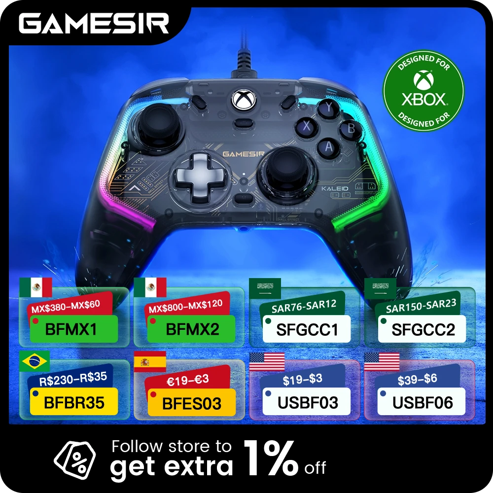 GameSir Kaleid Xbox Controller Wired Gaming Gamepad for Xbox Series X, Xbox Series S, Xbox One console, Hall Effect PC Joystick