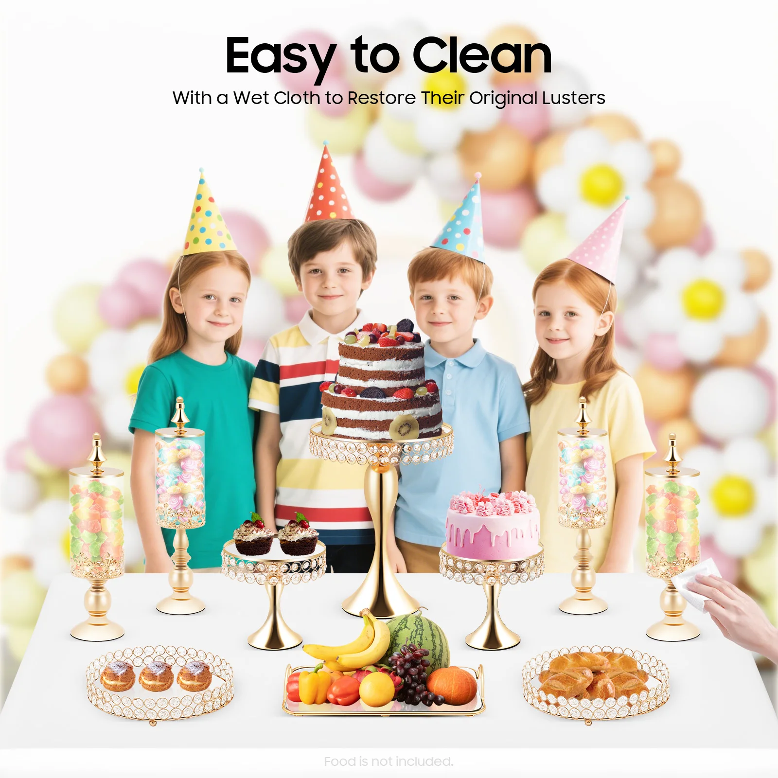 

10Pcs High-quality Cake Stands Set, Rectangular and Round Cake Tray, Celebrations Display Decoration Stands Gold Cake Stands