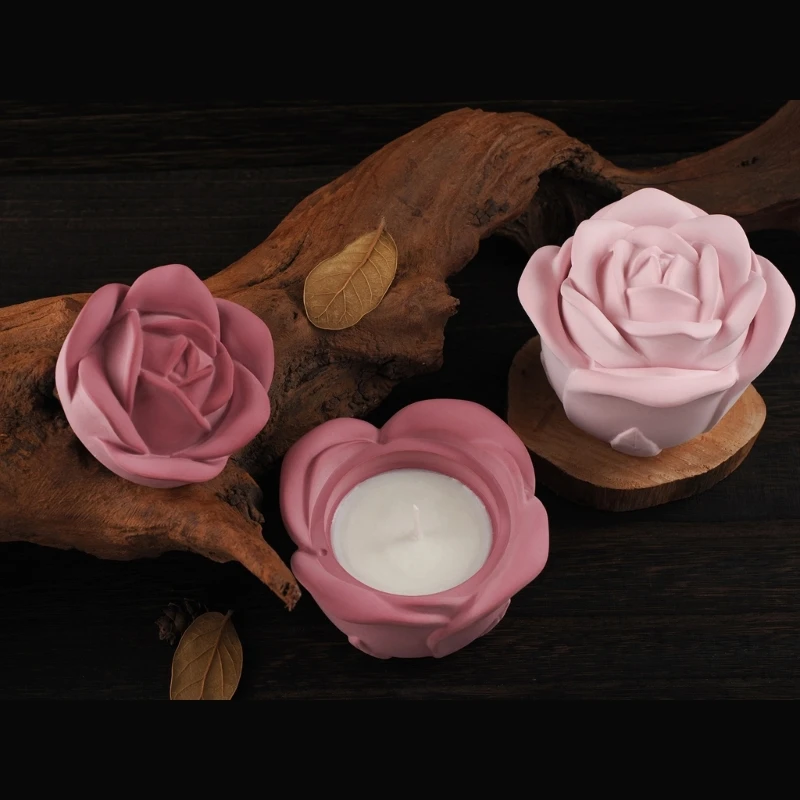 3D Rose Bloem Harsen Pot Mallen met Deksel, Rose Bloem Kaars Cup Siliconen Mallen voor Kaars Cup Sieraden Opslag Pot Dropship