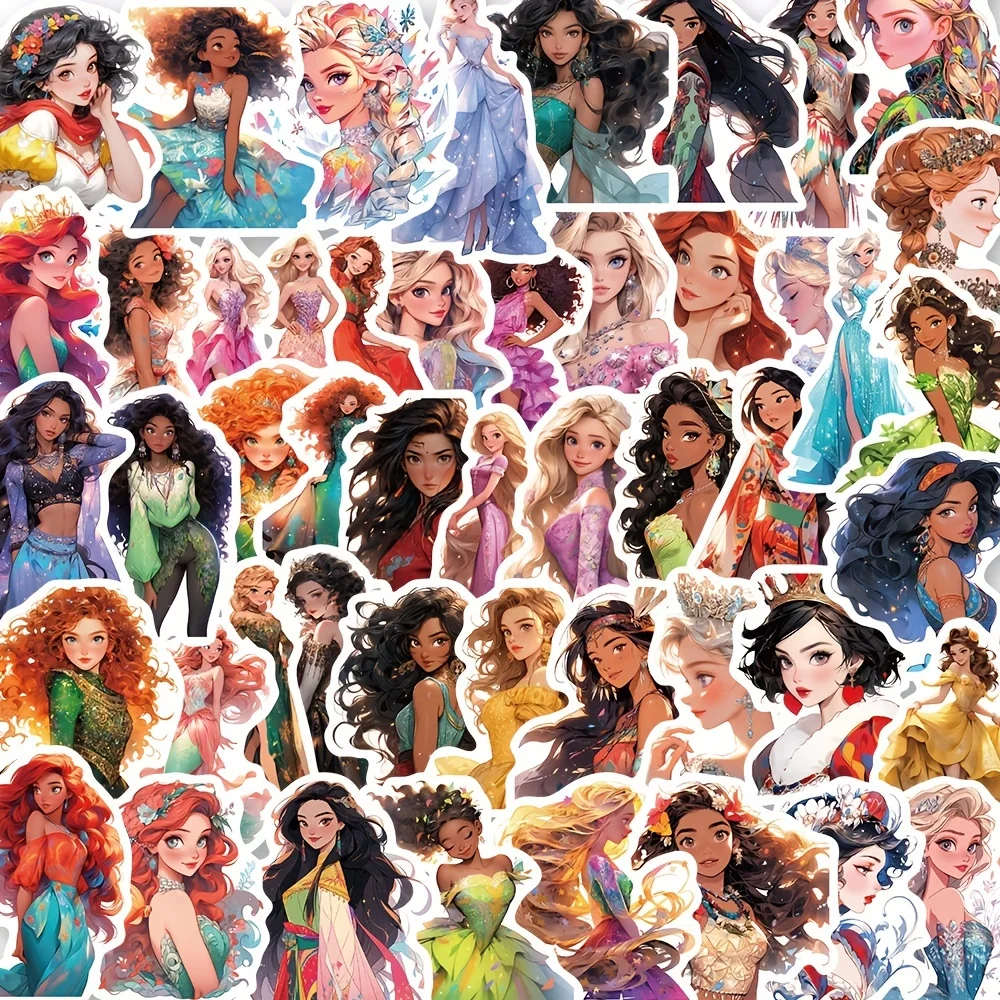 50PCS Cute Princess Stickers Aesthetic Personality Snowboard Suitcase Laptop Luggage Phone Skateboard Phone Decals Sticker