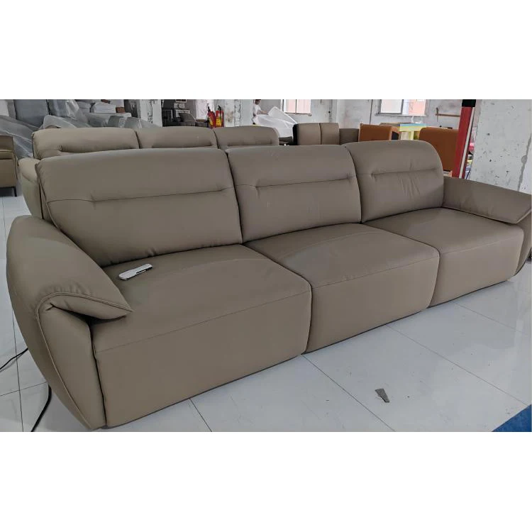 أريكة سرير كهربائية حديثة من جلد البقر 3 مقاعد أريكة كهربائية قابلة للسحب متعددة الوظائف قابلة للطي للمنزل #4