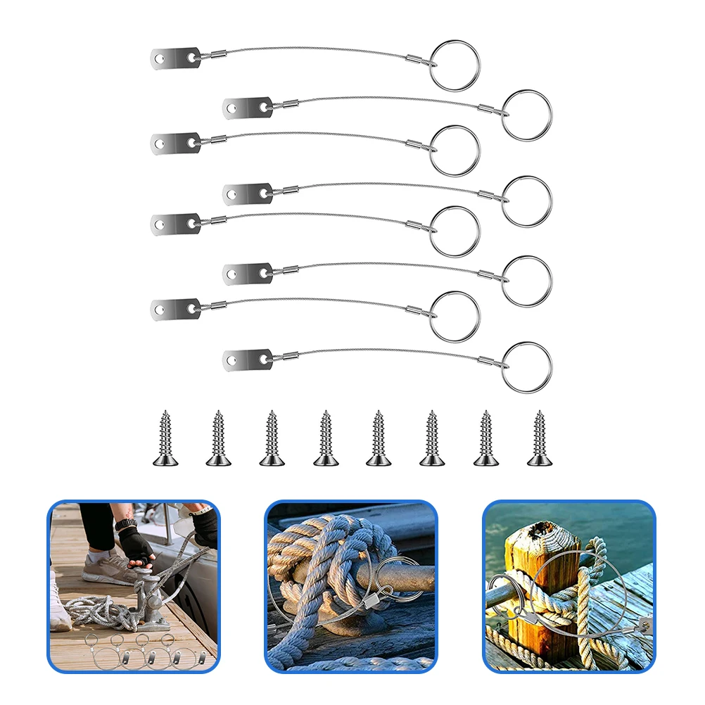 1 set Stainless Steel Tether Cable Safety Lanyard Wire Ring for Loss Prevention Straps Pin Labor
