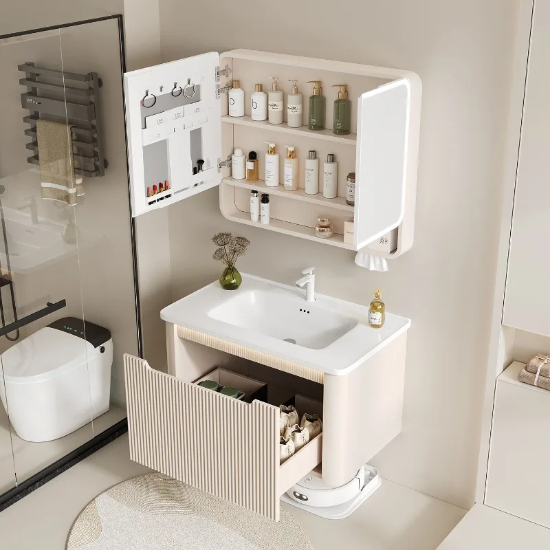 Partitions Storage Cupboard Organizer Mirror Toilet Space Saver Luxury Modern Bathroom Cabinet Drawers Gabinete Hotel Furniture