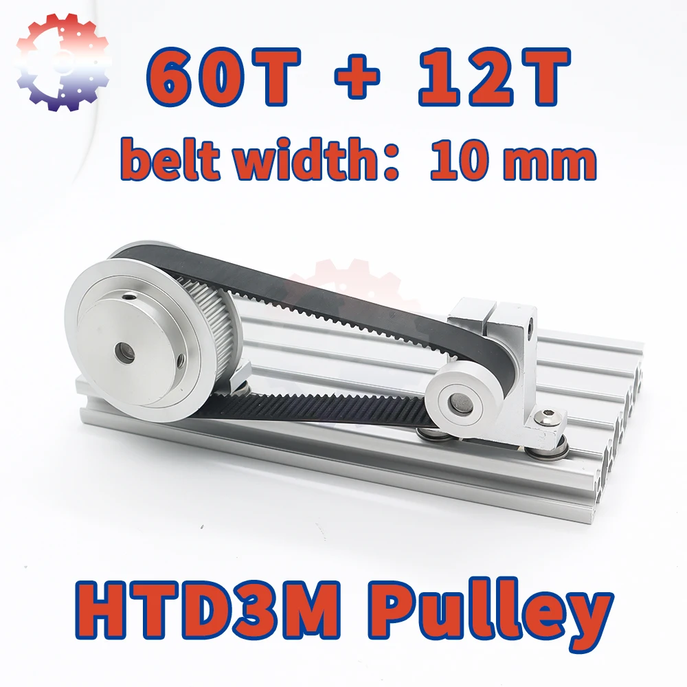 60T 12T HTD3M Pulley Set 3M Timing Pulley Belt Width 10mm 3M Pulley 60Teeth 12Teeth Reduction 5:1 HTD 3M Synchronous Wheel Set