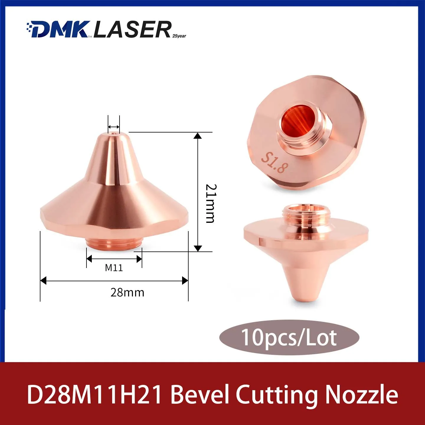 10pcs/Lot D28M11H21 Bevel Cutting 3D Laser Cutting Nozzle For Raytools WSX BOCI Precitec OSPRI Au3tech Bodor Laser Cutting Head