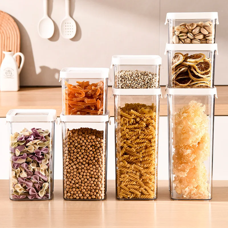 Transparent Spices Storage Jar Hermetic Candy Cookie Preservation Box Kitchen Coffee Beans Cereal Rice Dispenser Organizers