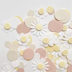 Confetti Daisy Circular para Decoração De Tema De Festa, Mesa De Lançamento, Baby Shower, Casamento, Presente De Noiva, Festa De Aniversário, 100Pcs