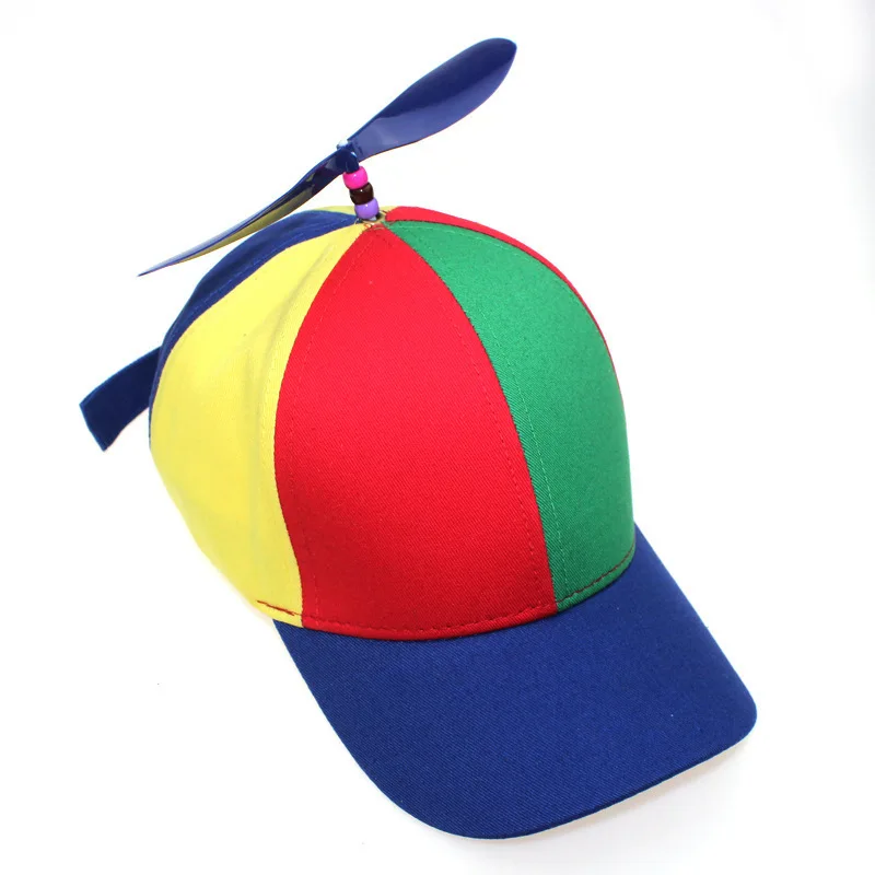Fashion Colorful Bamboo Dragonfly Patchwork Baseball Cap Adult Kid Helicopter Propeller Funny Cotton Parent-child Snapback Hats view 6