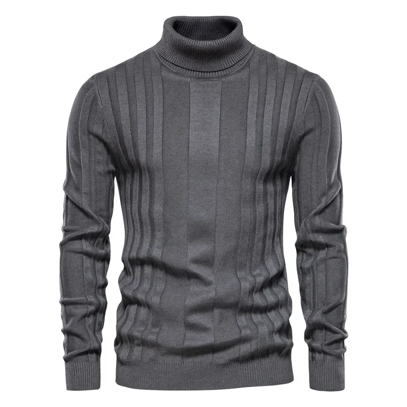 

TPJB Large Mens Sweater Solid Men's Pullover New Male High Neck Casual Knitted Thermal Underlay Shirt High Quality Men Clothing