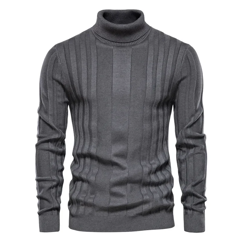 TPJB Large Mens Sweater Solid Men's Pullover New Male High Neck Casual Knitted Thermal Underlay Shirt High Quality Men Clothing