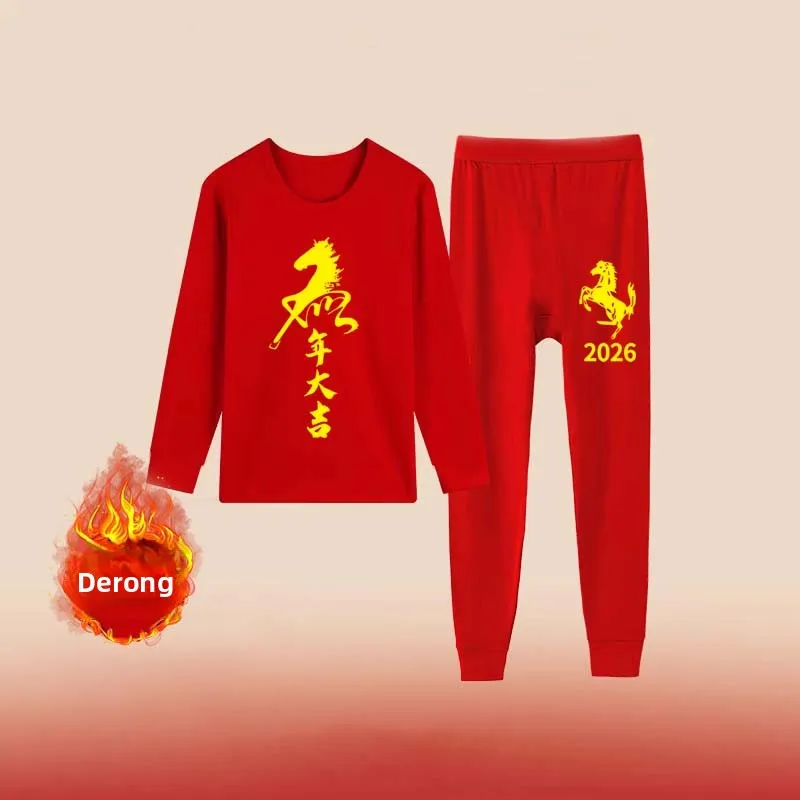 

Теплый бархатный комплект зимней повседневной спортивной одежды с красным оленем, молодежная длинная футболка из полиэстера и длинные брюки све