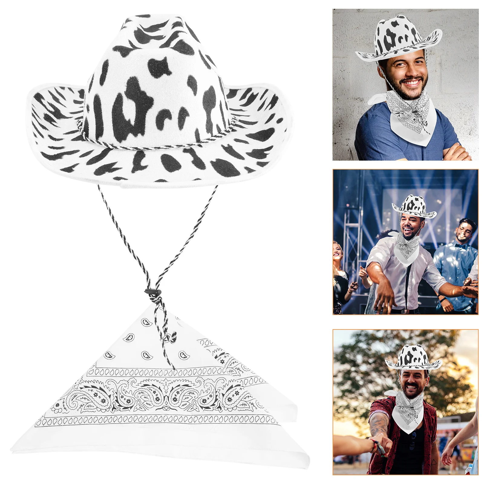 قبعة بقرة مطبوعة للنساء والرجال فستان رعاة البقر للحفلات راعية البقر أنيقة وعصرية ومتينة قبعة راعية البقر للنساء #5