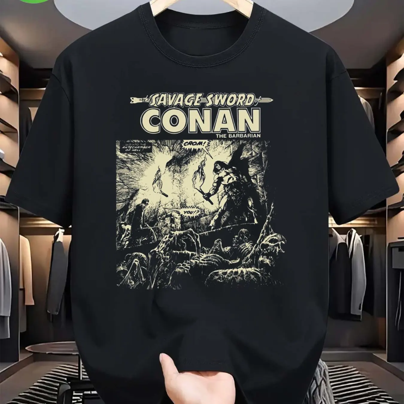 Camiseta gráfica para hombre con diseño de Conan el Bárbaro de la serie The Savage Sword, un diseño vintage de cómic.