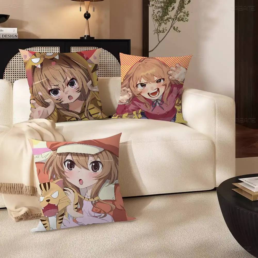 TIGER X DRAGON Toradora Aisaka Taiga 45*45cm Cushion Cover Pillow Cover Decor Pillowcase Home Pillowcase for Couch Pillow
