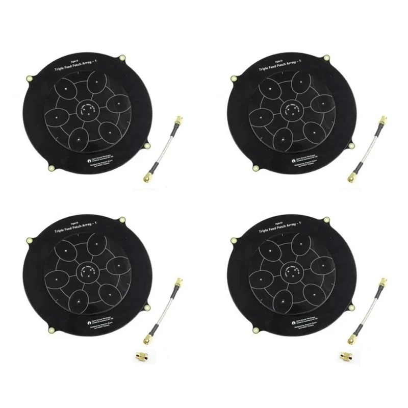 4Pcs 150Mm Triple Feed Patch 5.8Ghz 14Dbi Pagoda Array FPV Antenna Image Transmitter Flat Panel Antenna Black