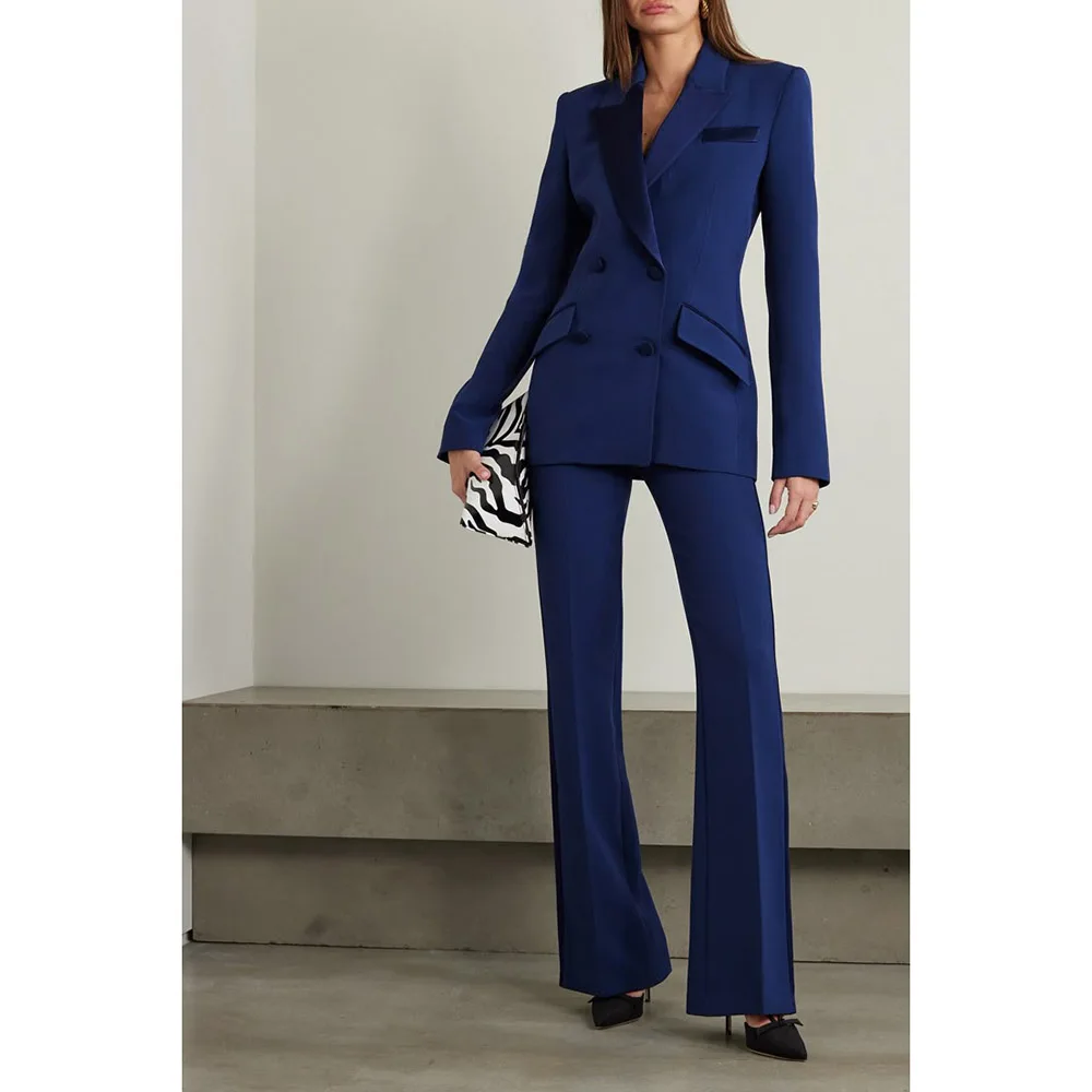 

Elegant Women's Two Pieces Suit Set Double Braested Peak Lapel Slim Jacket Pants Sets Office Business Banquet Female Clothing
