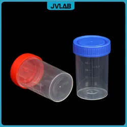 Plastic Urine Container Cup 60 ml Plastic Vials Screw Cover Sputum Cup Height 67mm EO-Sterilized Individual Package 50/PK