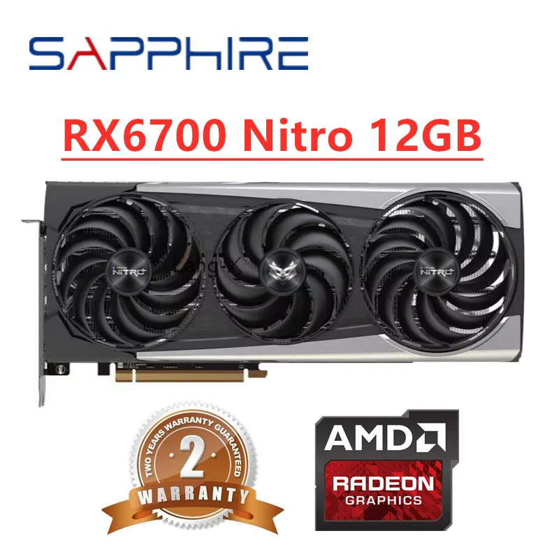 GPU Sapphire RX 6700 XT 6700XT RX6700 Nitro 12 GB Videokaart AMD Radeon RX6700XT Grafische kaarten Desktop PC Kantoor Computerspel