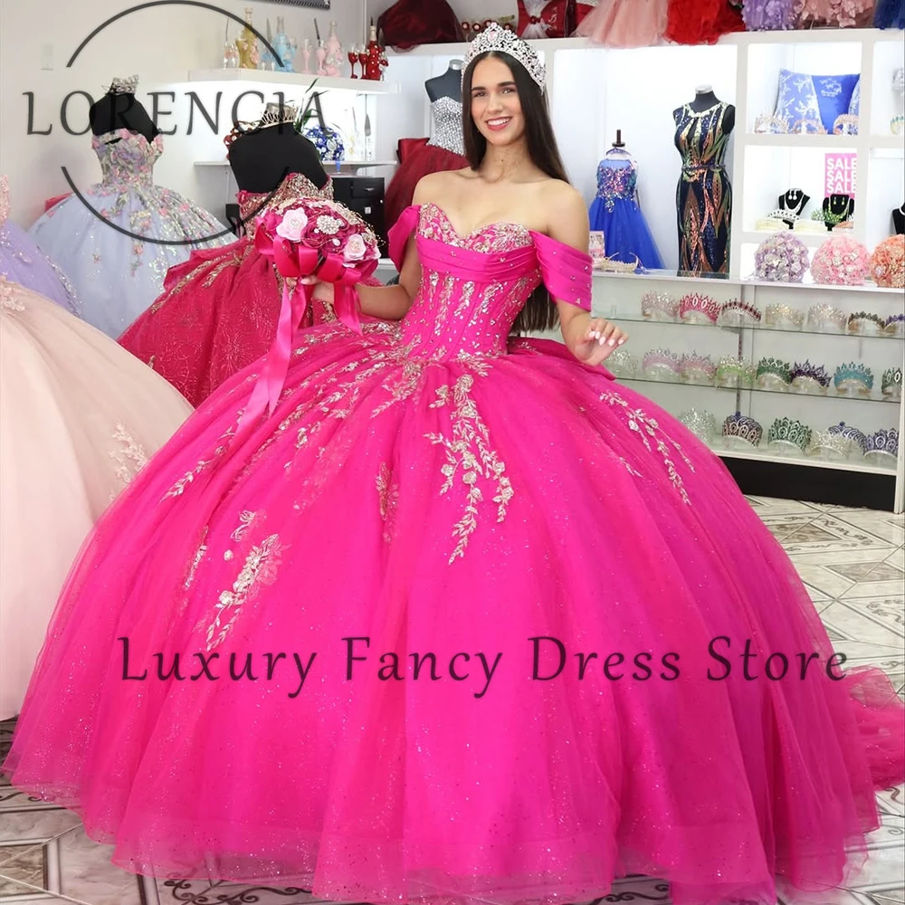 

Glamorous Applique Quinceanera Dresses 2025 Off Shoulder Ball Gowns Girl Birthday Party Customized Sleeveless vestidos de gala