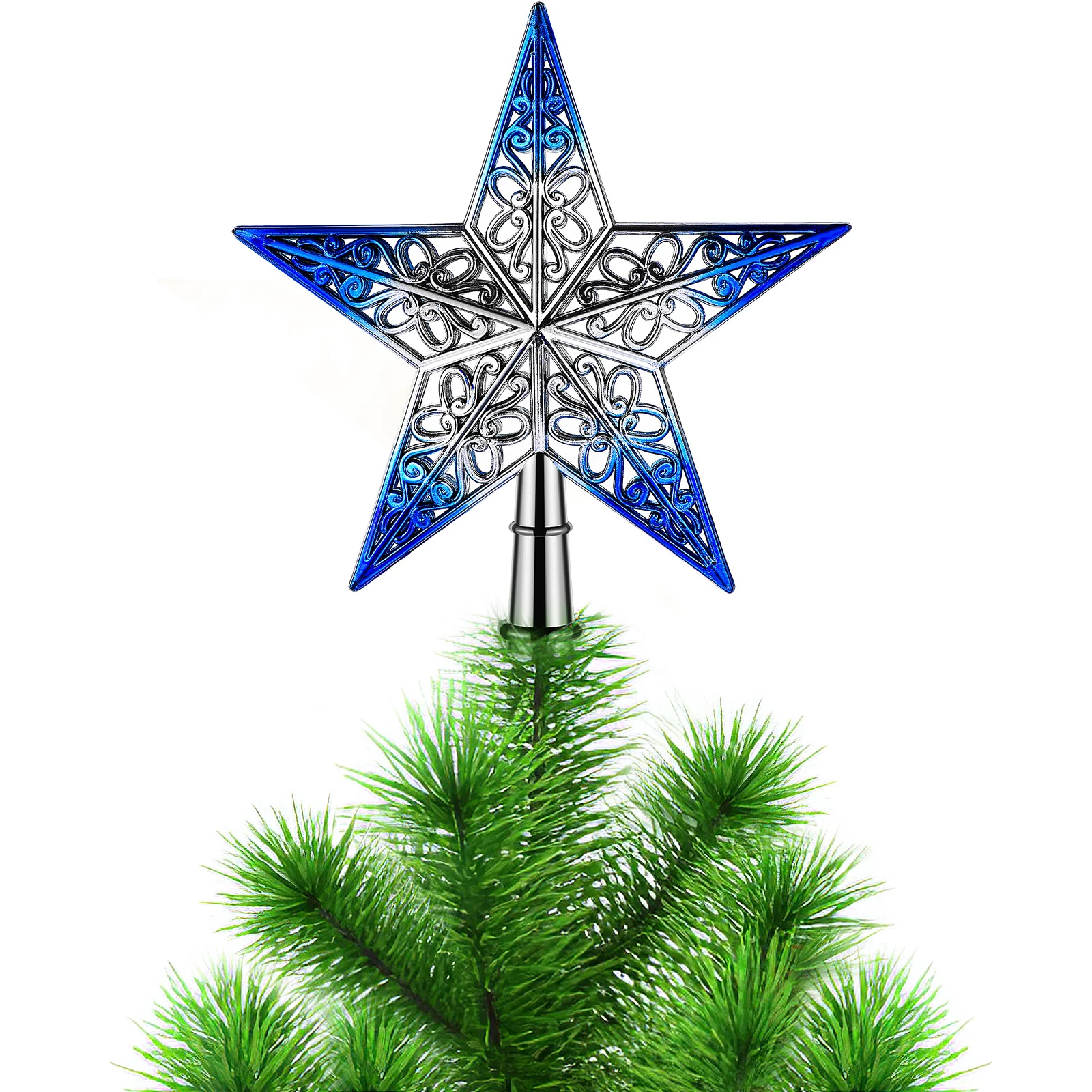 

1pc Christmas Tree Topper Star Plastic Tree Decoration 5 Point Star Tree Topper Hollow Out Star Tree Topper