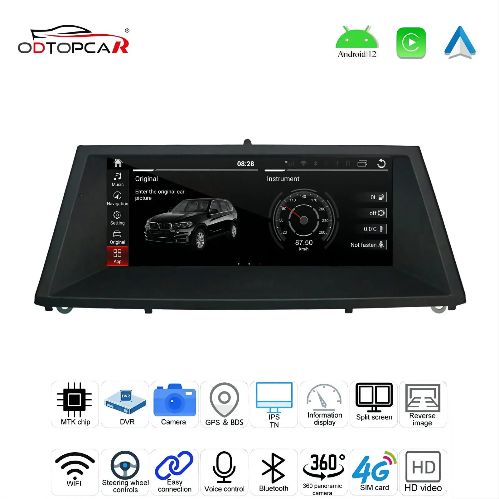 

ODTOPCAR BMW X5 CCC Android Screen Upgrade 8.8 inch Android Car System MTK Core 4G Internet 64G Storage GPS Navigation