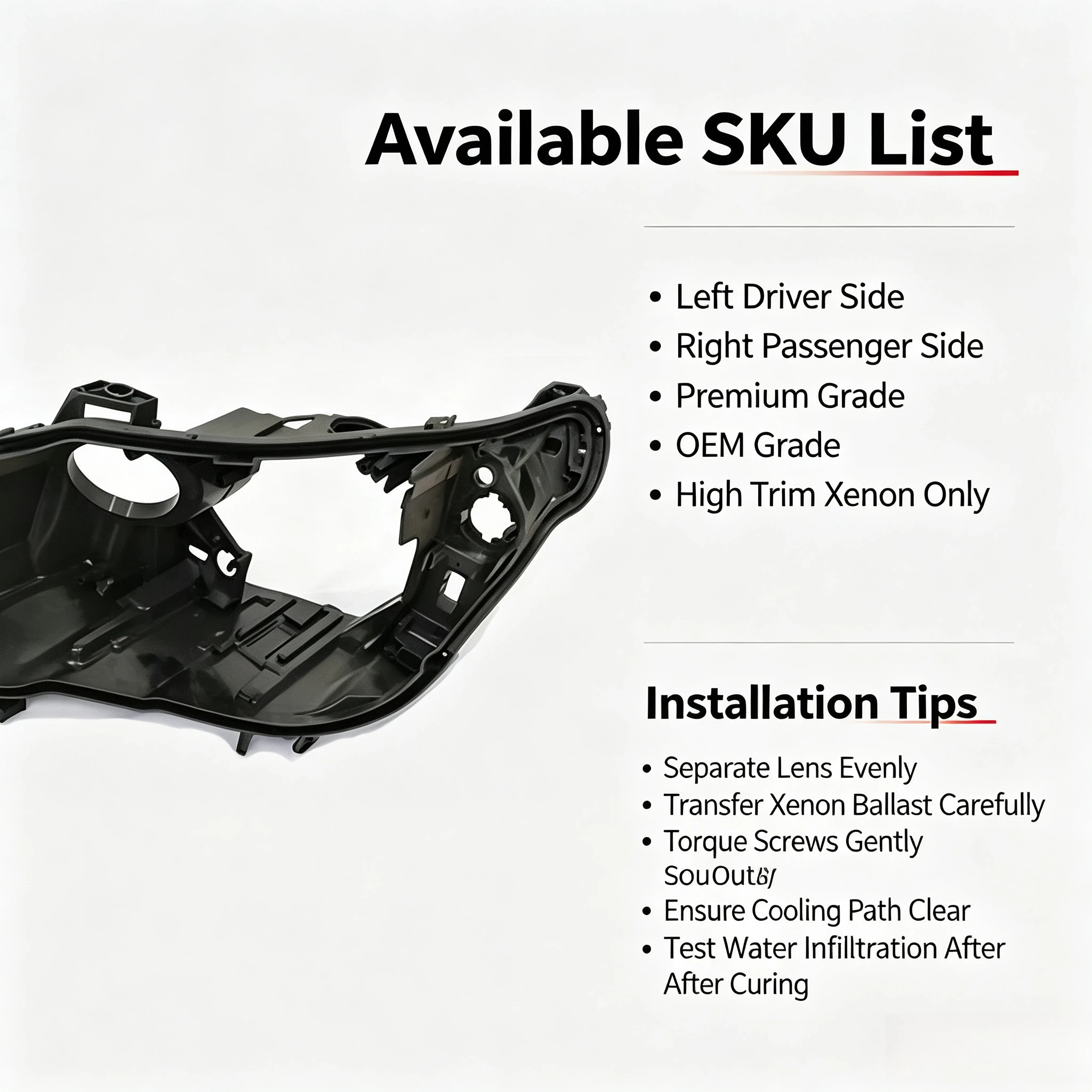 Moggic Headlight Rear Cover Housing Compatible With 5 Series E60 Sedan Model Years 2004 To 2007 Left Or Right Side Replacement - view 2