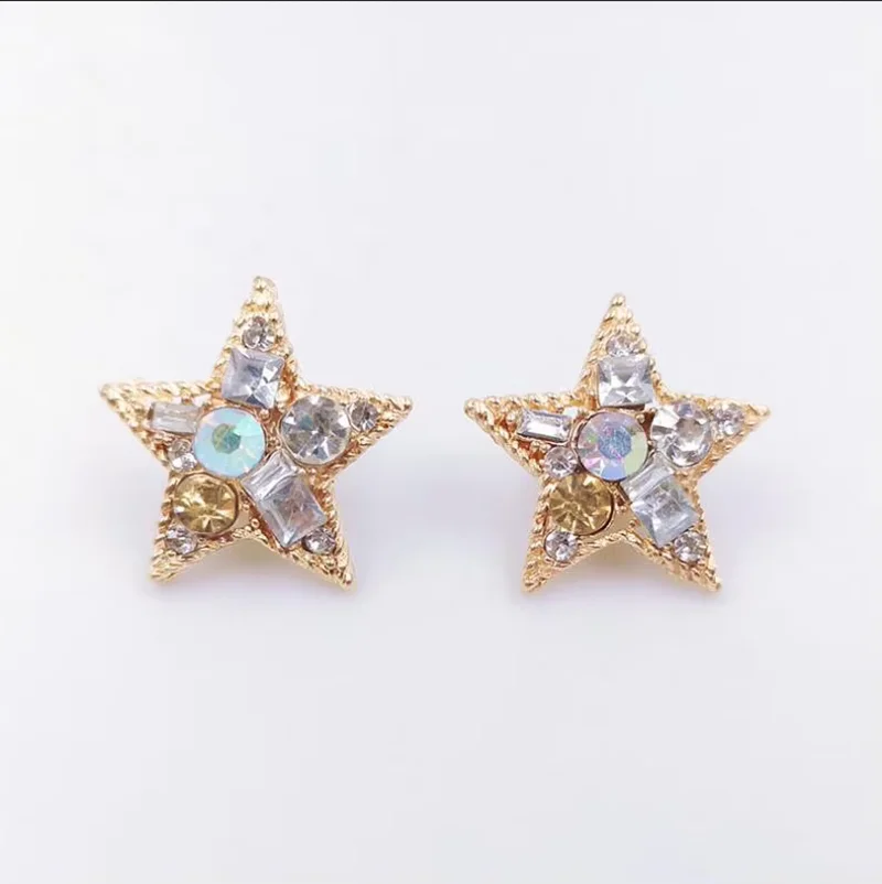 10Pcs/Lot Star Rhinestone Embellishment Metal Button Decorative Diy Hair Accessories Crafts Supplies