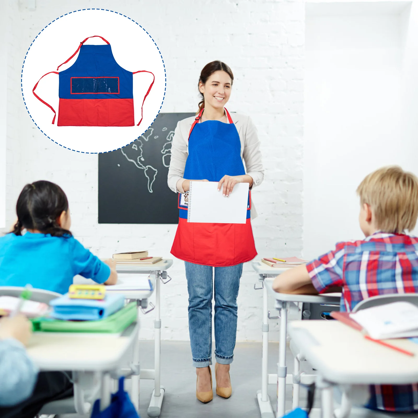 1 set 1 Set Adjustable Teaching Apron With Pockets For Storytelling Education Activities Preschool Kindergarten Felt Apron