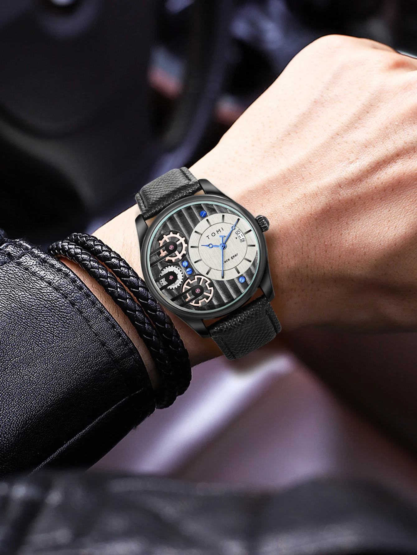 Tomi Herren Geschenk box Kombination Set Uhr Luxus und einfache Business abnehmbare Armband Quarzuhr Herren uhr Festival Geschenk – Detail 6