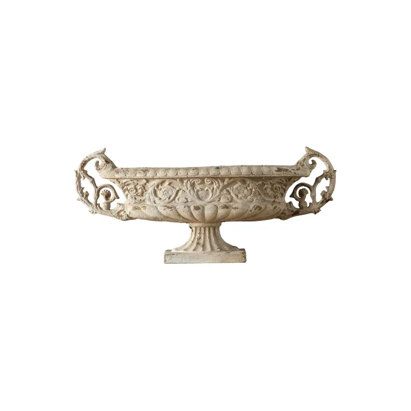 

Large Decorative Urn Planter, French Vintage Style, Distressed Antique Finish, Magnesium Oxide, 31.5 x 13.8 Inch