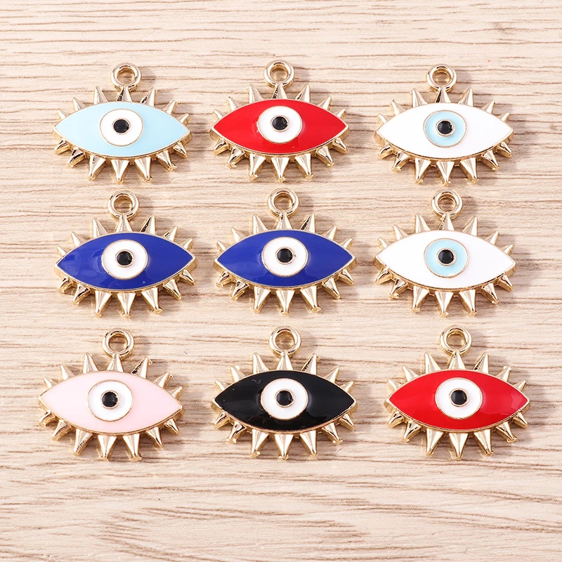 10 Stück Niedliche Emaille-Böses-Auge-Anhänger für die Herstellung von Halsketten, Ohrringen, Armbändern, DIY-Bastelarbeiten und Schmuckzubehör – Detail 8