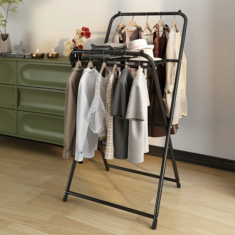 

Foldable Drying Rack - Space-Saving Multi-Hook Clothes Organizer with Sturdy Metal Frame, for Indoor/Outdoor Use on Balcony