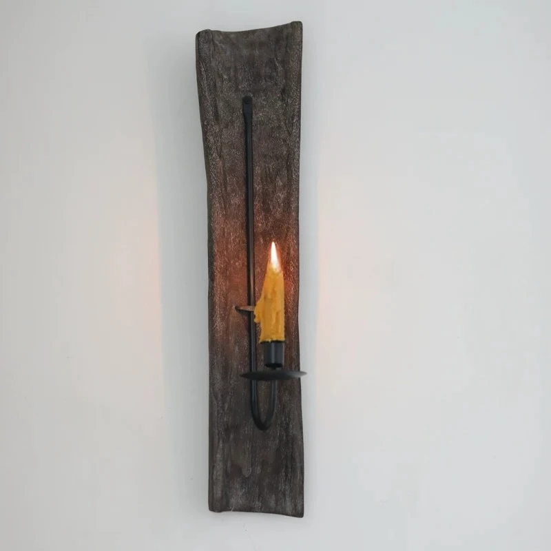 Wall-mounted Candle Holders Living Room Candlestick Wooden Metal Candle Holder Minimalist Home Decorative Ornaments Candelabra