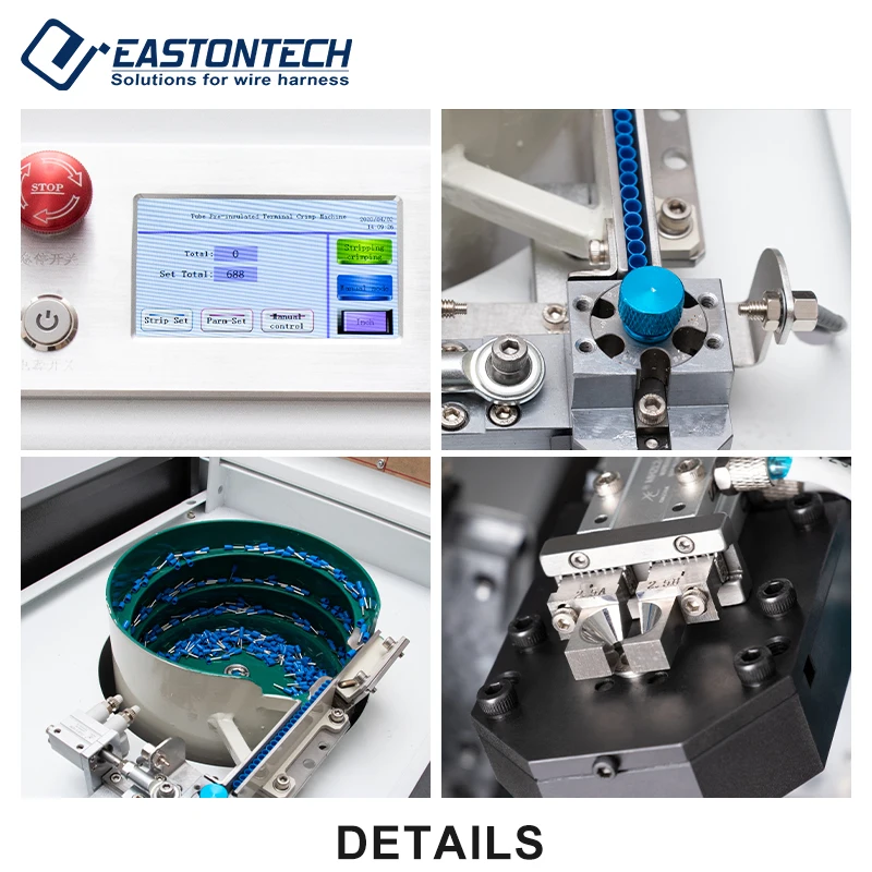 Insulated Terminal Crimping Machine EW-5010A-2 Vibrate Plate Feeding & Wire Stripping Cable Hexagon Shape Crimping Machine