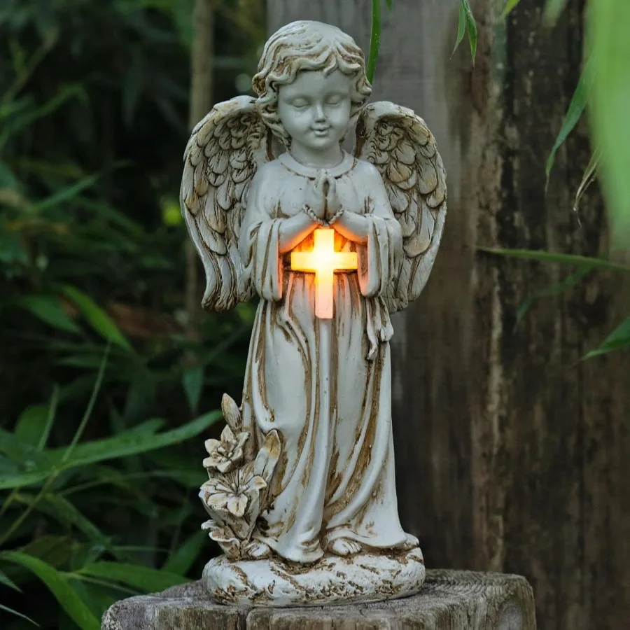 

Angel Statue for GardenSolar Angel for Cemetery Decorations Garden Memorial Angels Resin Praying Angels Figurine for Patio Lawn