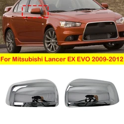 For Mitsubishi Lancer EX EVO 2009-2012 Chrome Side Door Rearview Mirror Cover Cap Trim Shell Sticker Car Styling Accessories