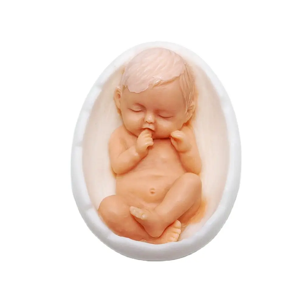 3D Eggshell Baby Silicone Fondant Mould Cake Topper Decor for Chocolate Candy Soap Baking Resin Gypsum Wax
