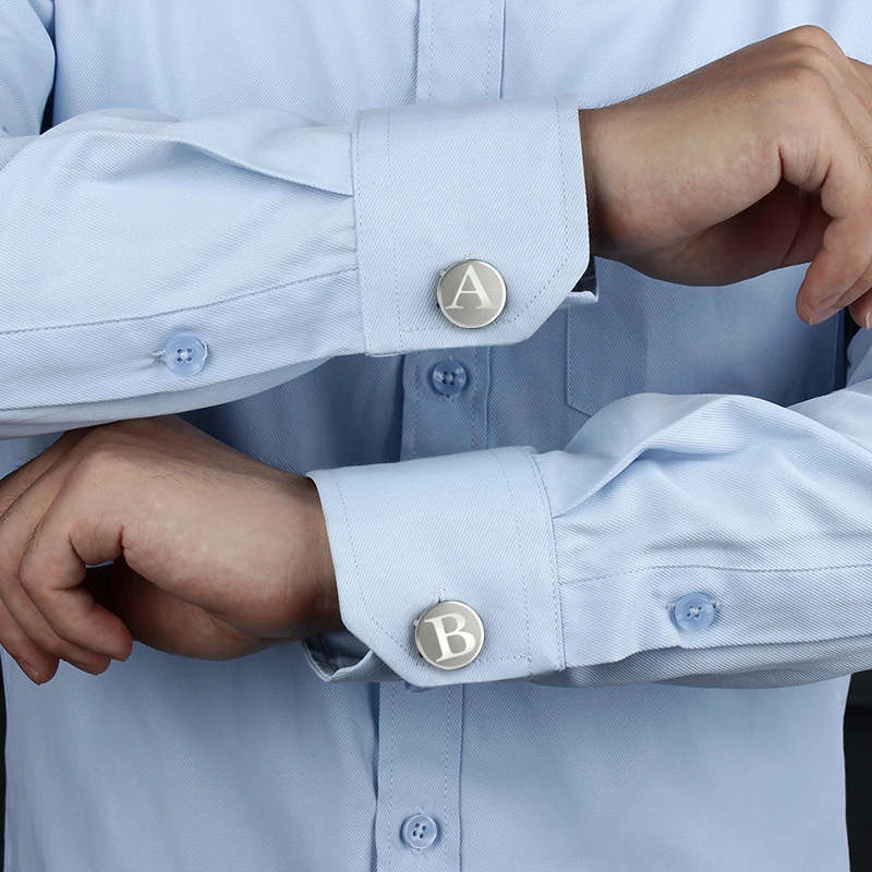 HAWSON Personalized Letter Cufflinks Custom Initials button Wedding Gifts LOGO Mens Shirt Cufflink Men Jewelry Cuffs