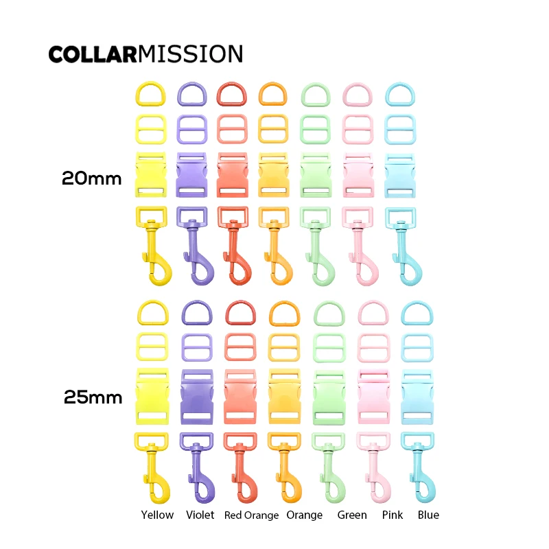 1set (metal buckle+adjust buckle+D ring+metal dog clasp/set)20mm and 25mm DIY cat dog collar accessory  7 colours