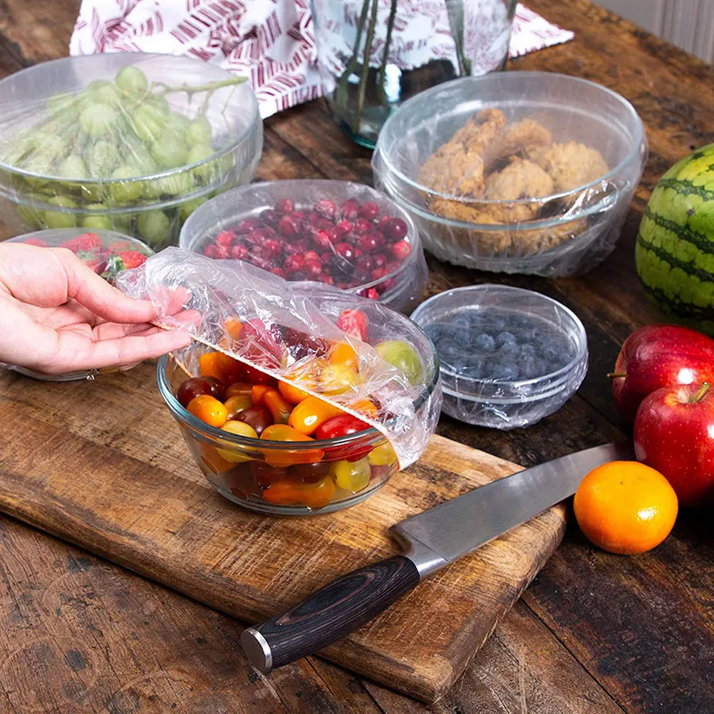 

300Pcs Fresh Keeping Bowl Covers Disposable Clear Food Storage Covers for Picnic Bbq Leftovers Stretchy Lids for Containers